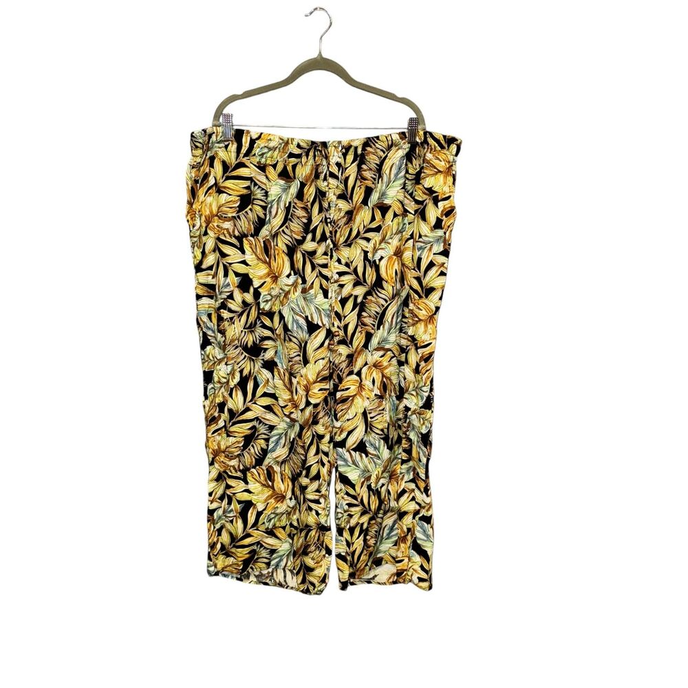Panama Jack Women's Tropical Print Wide Leg Linen Blend Pants Size3X NWT